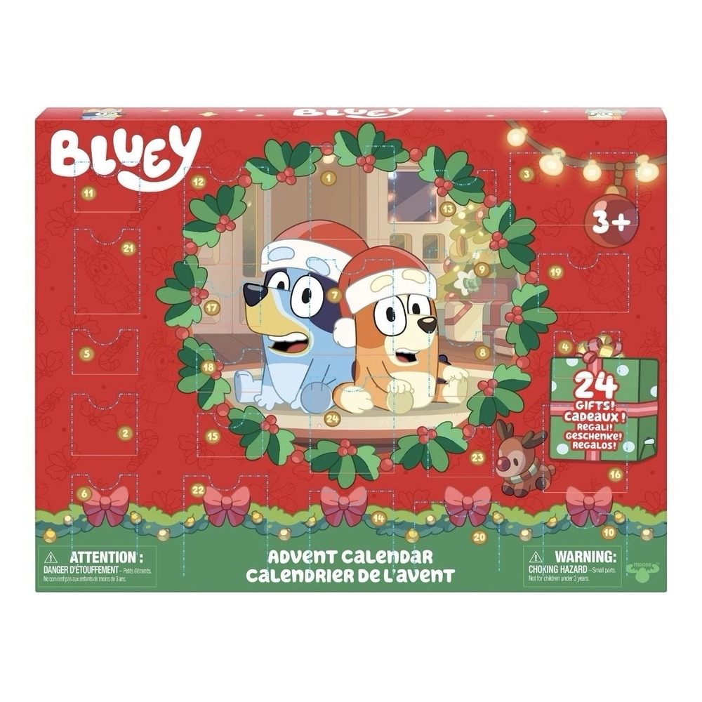 Bluey's Advent Calendar, Find 4 Mini Figures, 12 Other Accessories